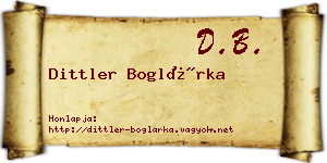 Dittler Boglárka névjegykártya